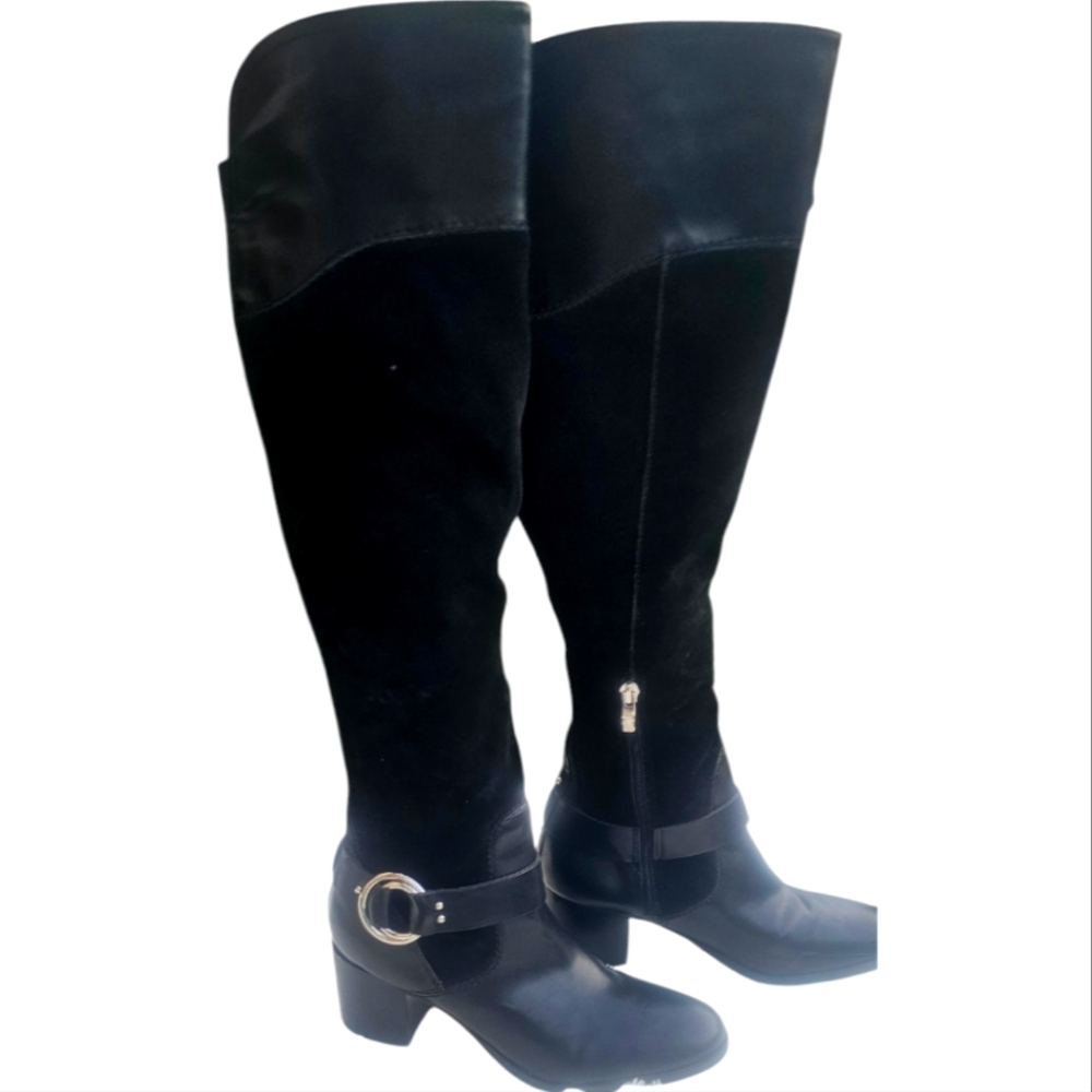 Marc fisher suede and leather boots. Worn once and in excellent condition.